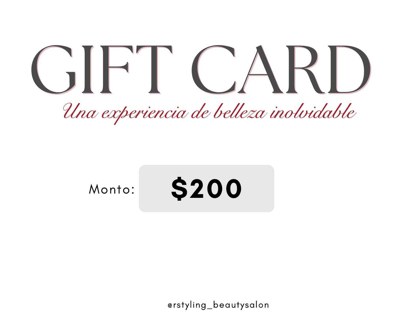 Gift Card RS Beauty Salon