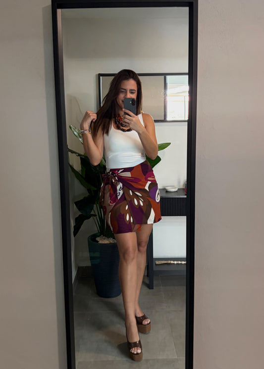 Wrap Skirt Mahogany Bloom